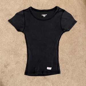 Alexander Wang Black Ribbed Tee